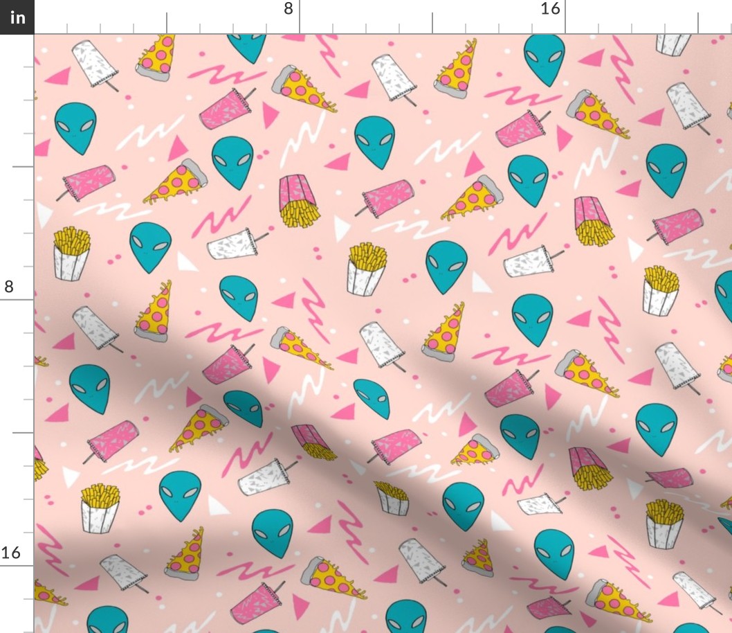 drive thru // space alien food fabric 90s 80s throwback print