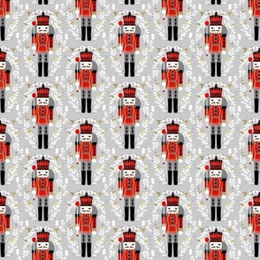 nutcracker christmas // grey red black nutcracker fabric christmas holiday design