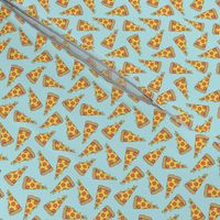 pizza // light blue pastel small version small mini pizza food fabric