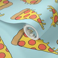 pizza // light blue pastel small version small mini pizza food fabric