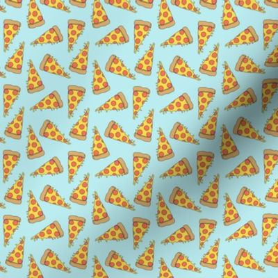 pizza // light blue pastel small version small mini pizza food fabric