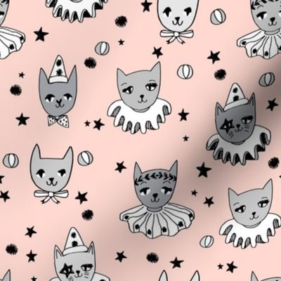 kooky cats // circus cats pierrot fabric black and white magic cat fabric