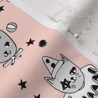 kooky cats // circus cats pierrot fabric black and white magic cat fabric