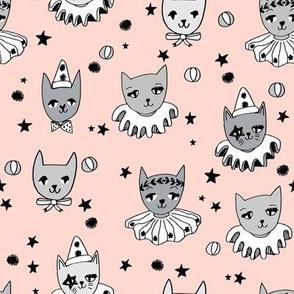 kooky cats // circus cats pierrot fabric black and white magic cat fabric