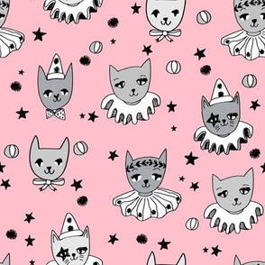 kooky cats // circus cats pierrot magic cat pink cat cute cat design cat ladies fabric