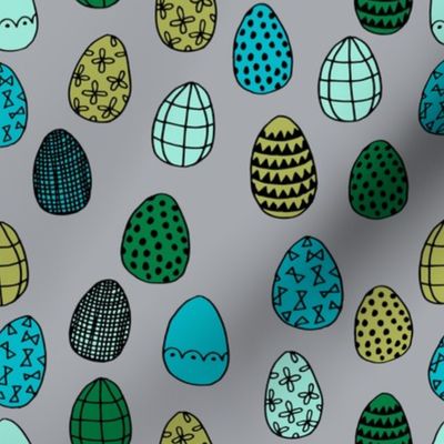 easter eggs // grey and turquoise easter egg fabric spring boys easter fabric