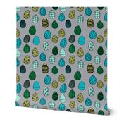 easter eggs // grey and turquoise easter egg fabric spring boys easter fabric