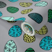 easter eggs // grey and turquoise easter egg fabric spring boys easter fabric