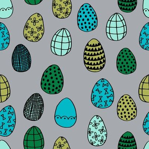 easter eggs // grey and turquoise easter egg fabric spring boys easter fabric