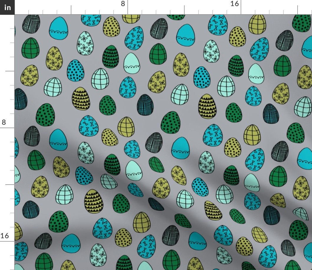 easter eggs // grey and turquoise easter egg fabric spring boys easter fabric