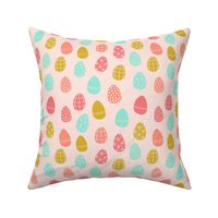 easter eggs // coral mint and gold easter eggs spring fabric easter bunnies easter design