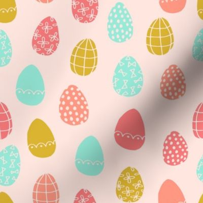 easter eggs // coral mint and gold easter eggs spring fabric easter bunnies easter design