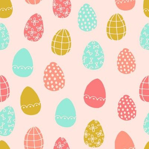 easter eggs // coral mint and gold easter eggs spring fabric easter bunnies easter design