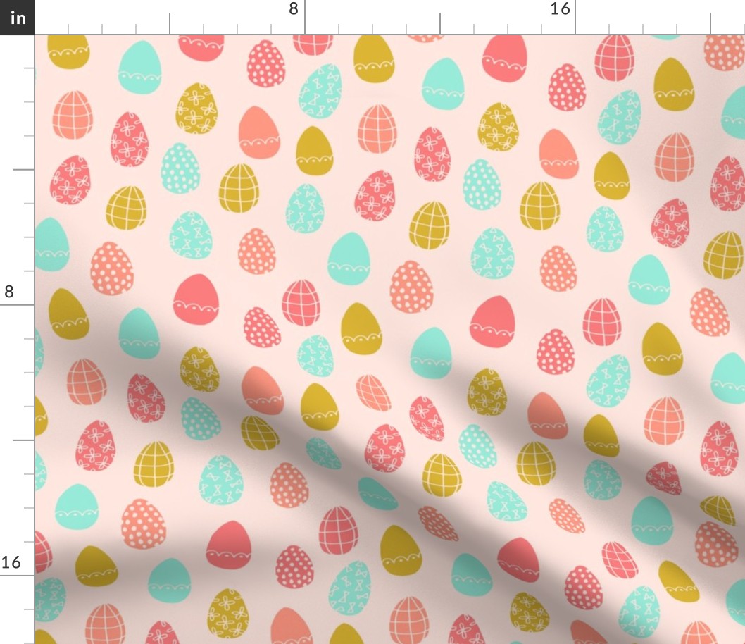 easter eggs // coral mint and gold easter eggs spring fabric easter bunnies easter design