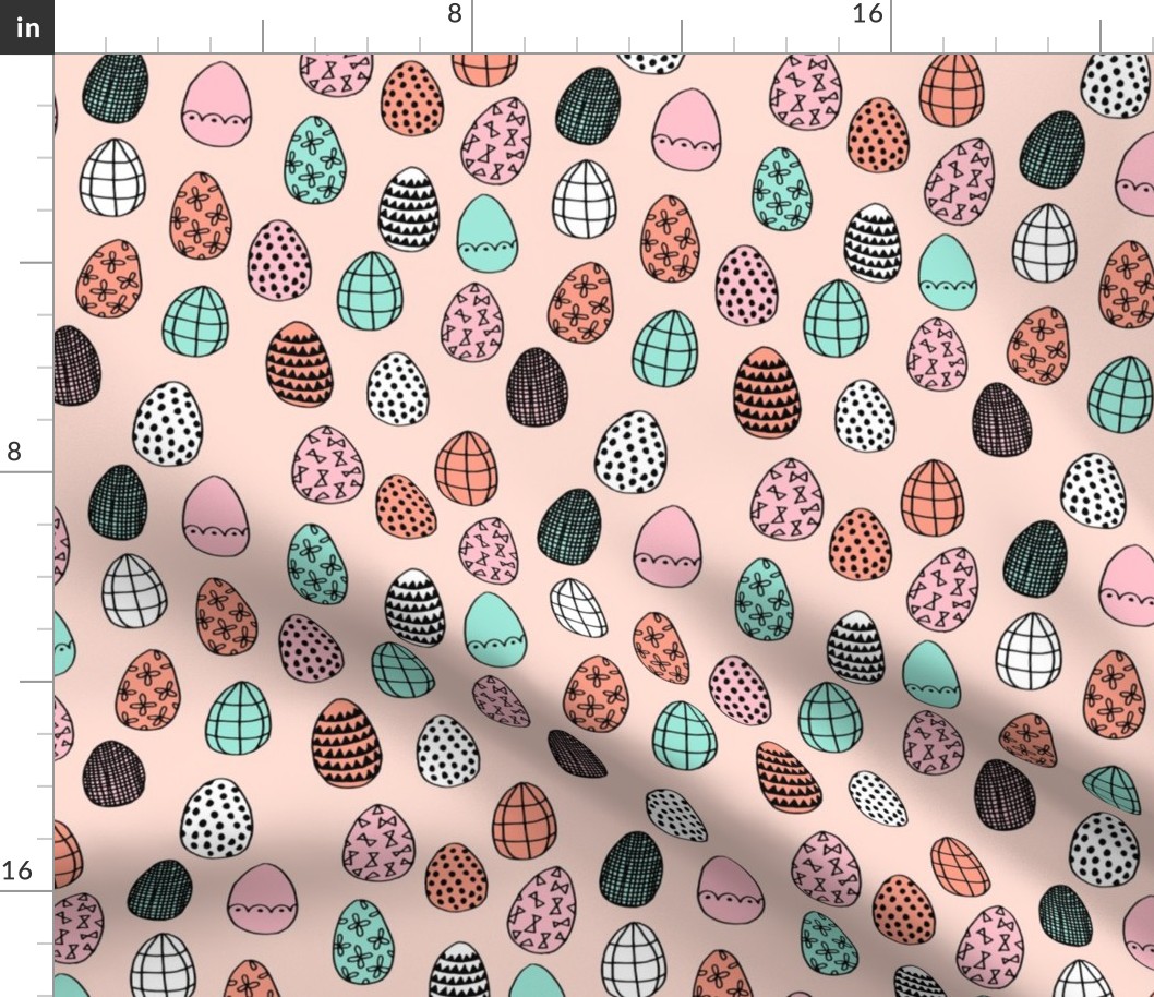 easter eggs // coral mint pink easter fabric easter eggs fabric pastels pastel design egg fabric