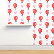 love balloons  - cute red and pink balloon watercolors fabric