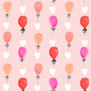 love balloons  - cute red and pink balloon watercolors fabric