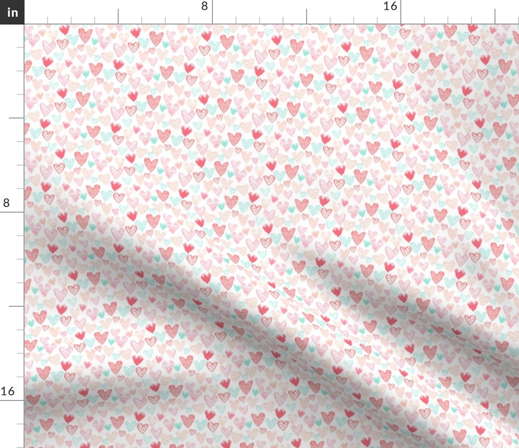hearts - mini valentines fabric mini hearts cute micro print