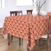 sheltie fabrics shetland sheepdog and coffees fabric - orange