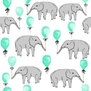 elephant balloon baby print cute elephant design nursery elephant fabric mint balloon