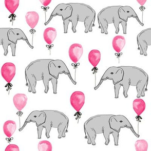 elephant balloon baby print cute elephant design nursery elephant fabric pink and white