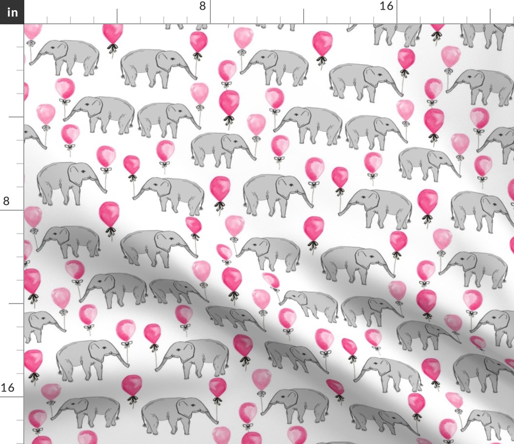 elephant balloon baby print cute elephant design nursery elephant fabric pink and white