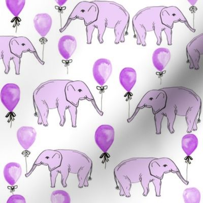 elephant balloon baby print cute elephant design nursery elephant fabric purple