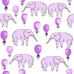 elephant balloon baby print cute elephant design nursery elephant fabric purple