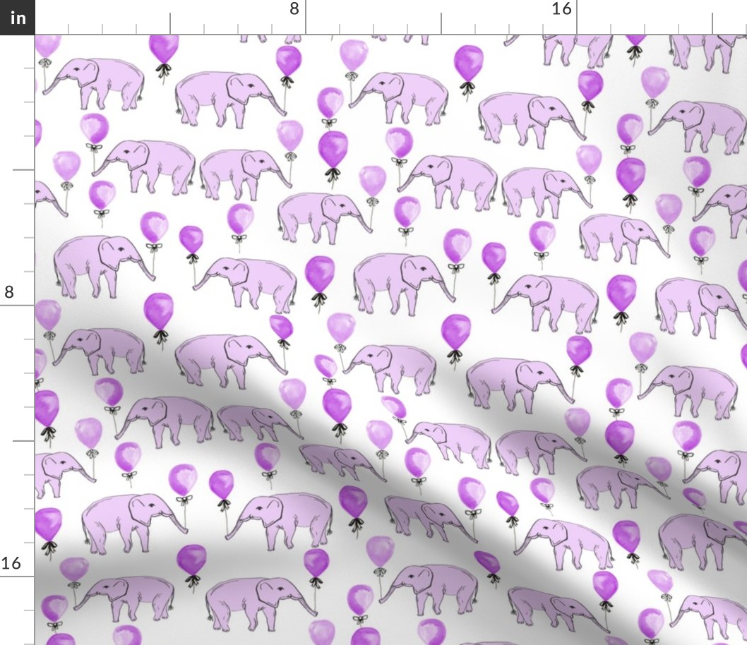 elephant balloon baby print cute elephant design nursery elephant fabric purple