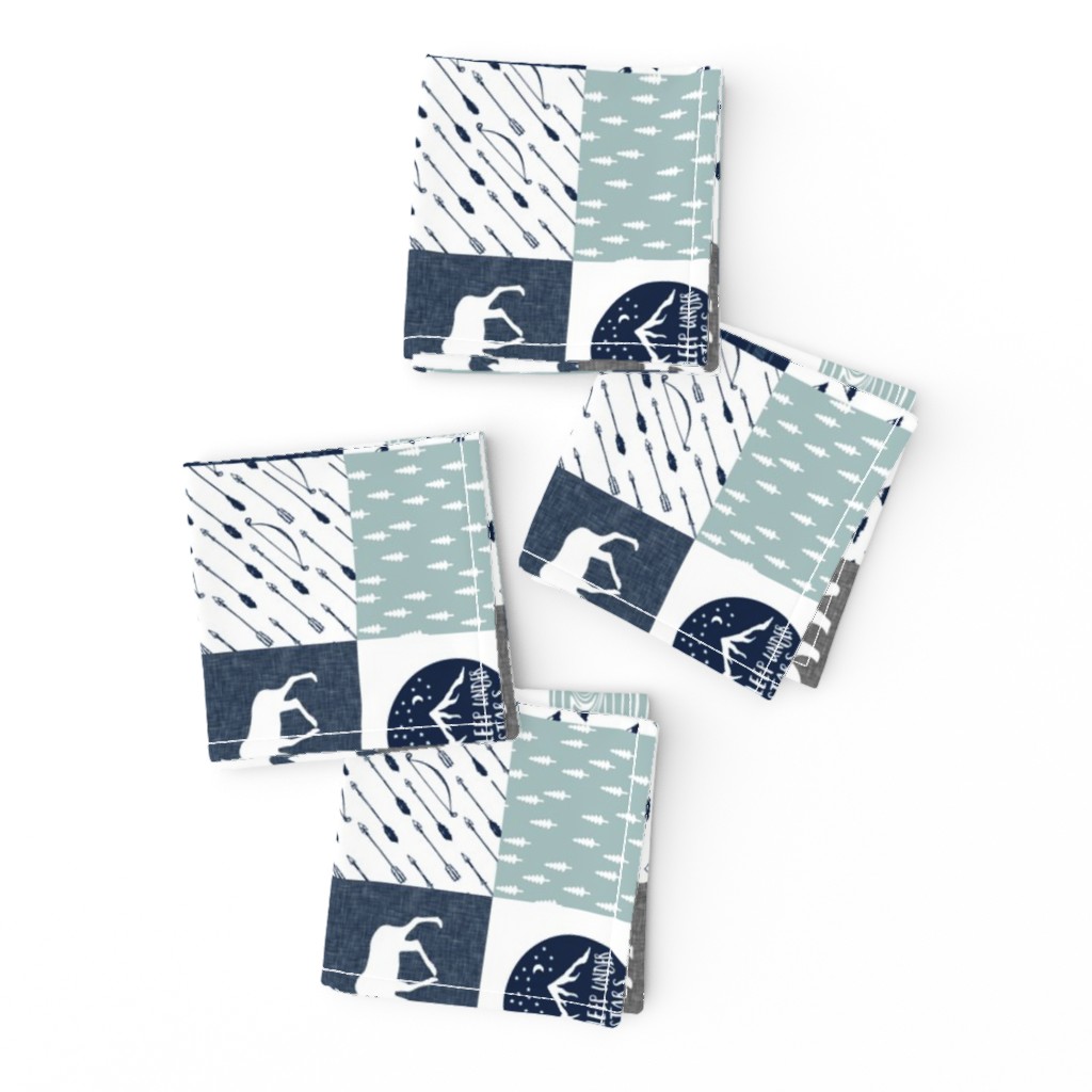 3" small scale (90)- patchwork the happy camper wholecloth || navy and dusty blue 