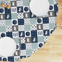 3" small scale (90)- patchwork the happy camper wholecloth || navy and dusty blue 