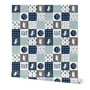 3" small scale (90)- patchwork the happy camper wholecloth || navy and dusty blue 