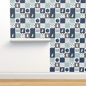 3" small scale (90)- patchwork the happy camper wholecloth || navy and dusty blue 