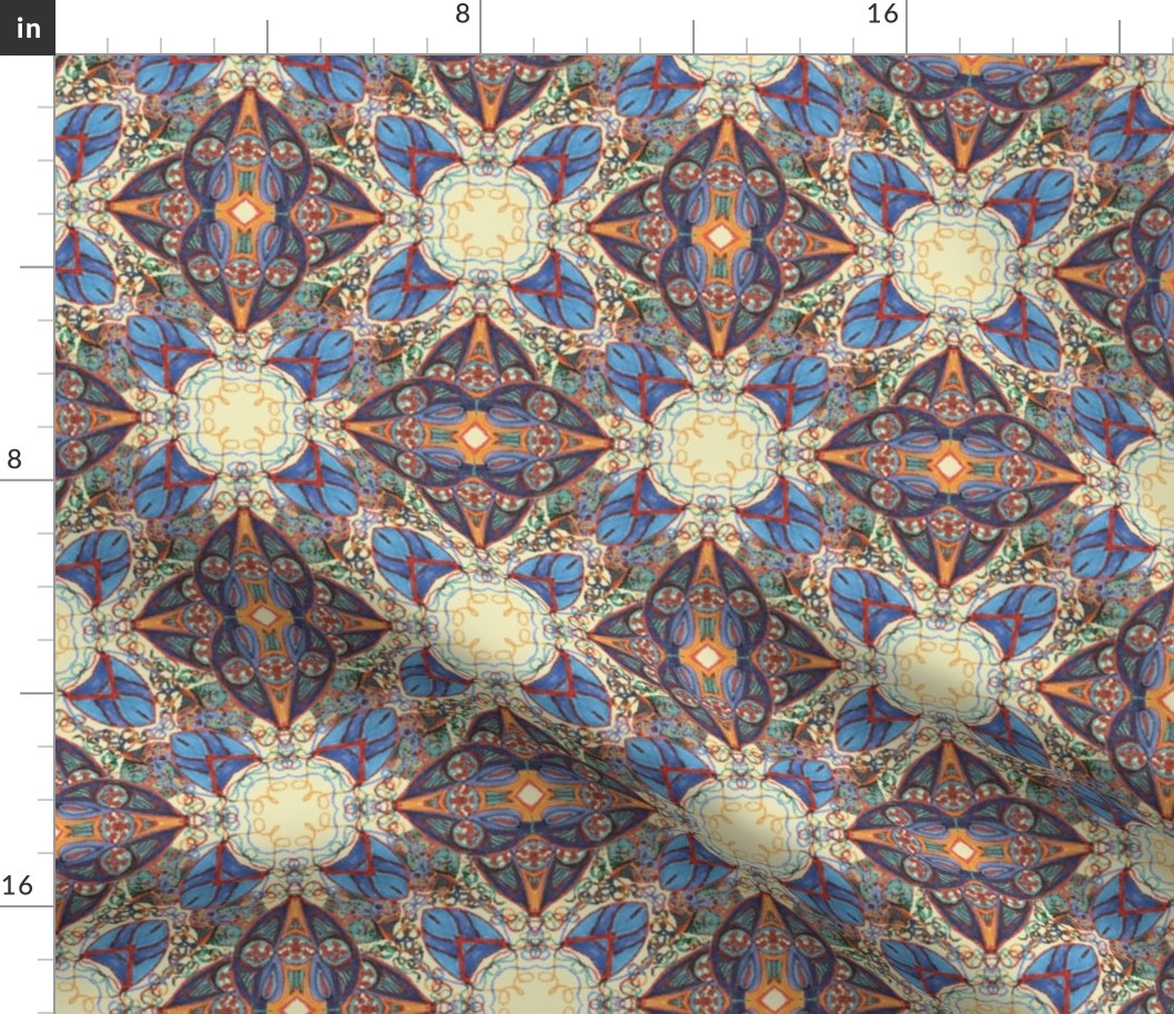 Old Fashioned Faux Carpet 2 in Blues and Golds
