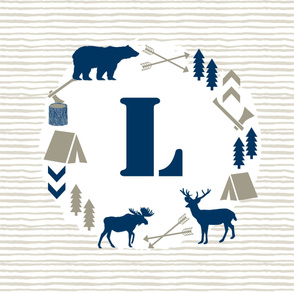 letter l monogram boys nursery taupe and navy