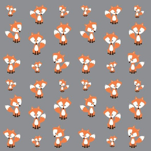 Dapper Foxes, Orange Foxes, Boys Fabric, Orange and Grey