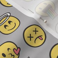 Smiley Emoticon Emoji Doodle on Grey