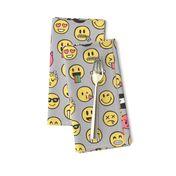 Smiley Emoticon Emoji Doodle on Grey