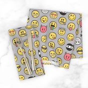 Smiley Emoticon Emoji Doodle on Grey