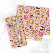 Smiley Emoticon Emoji Doodle on Pink