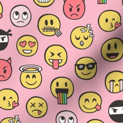 Smiley Emoticon Emoji Doodle on Pink