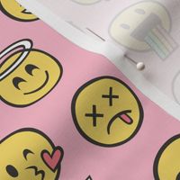 Smiley Emoticon Emoji Doodle on Pink