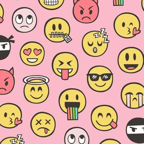 Smiley Emoticon Emoji Doodle on Pink