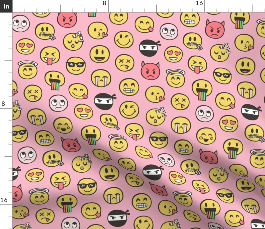 Smiley Emoticon Emoji Doodle on Pink