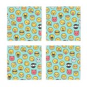 Smiley Emoticon Emoji Doodle on Mint Green