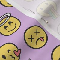 Smiley Emoticon Emoji Doodle on Purple Purpel