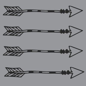 Tribal Arrows Black on Grey - Monochrome Arrows