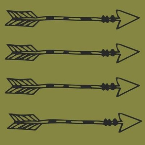 Tribal Arrows Black on Olive Green