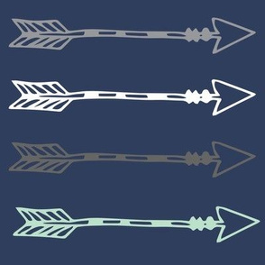 Tribal Arrows Boy Woodland - Navy Arrows - Mint Arrows - Grey Arrows