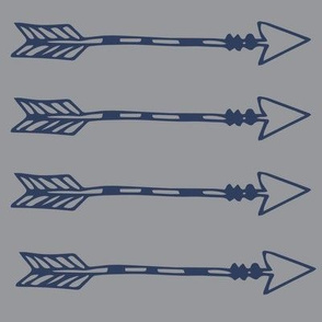 Tribal Arrows Navy on Grey